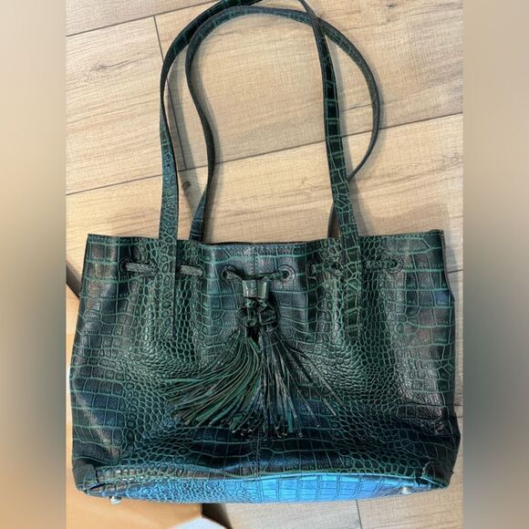 Patricia Nash 10th Anniversary Limited Edition Vintage Green Croc Leather Bag - Picture 4 of 16